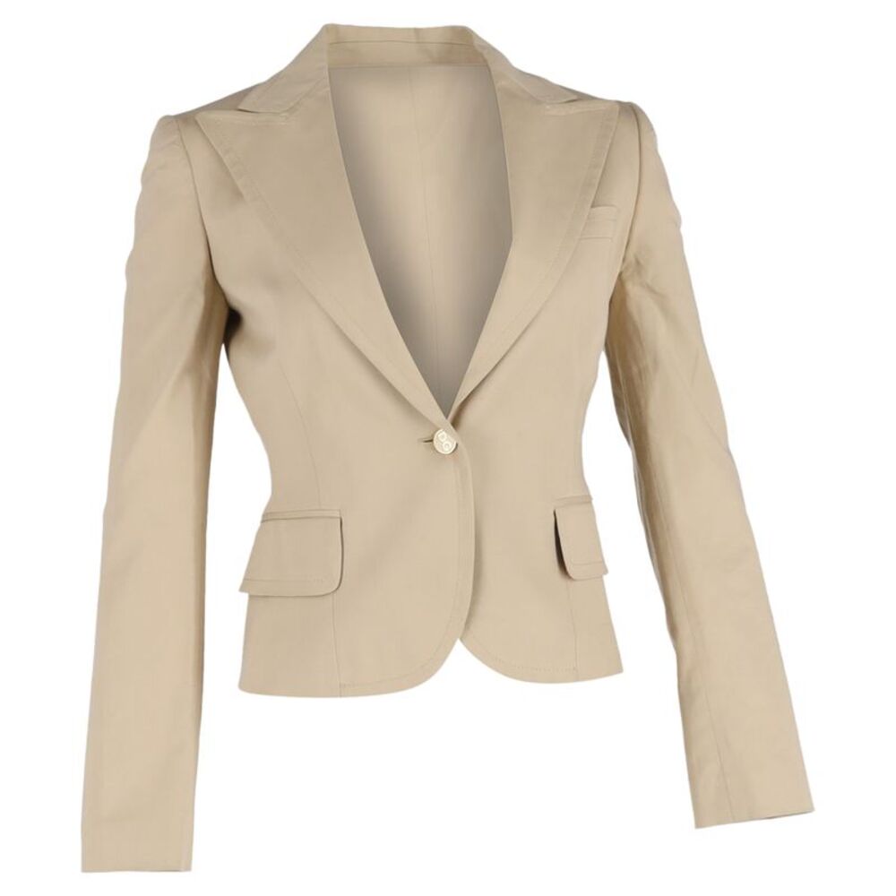 Dolce & Gabbana Single-Breasted Blazer in Beige Cotton